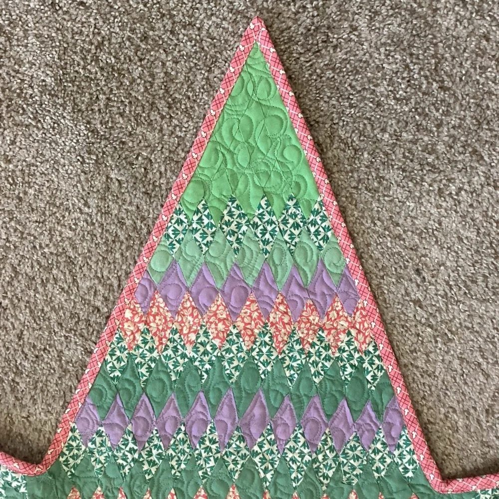 Quilted Star Machine Quilted Green Purple Orange 62” Across
